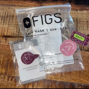 Figs bundle ID badge reel, stickers and face mask filters NEW